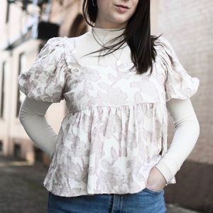 Anthropology Maeve Batia Textured Babydoll Blouse